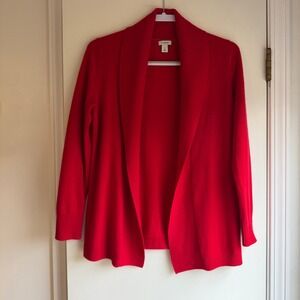 LL Bean Red 100% Cashmere Shawl Collar Cardigan Sweater Women's Petite Small